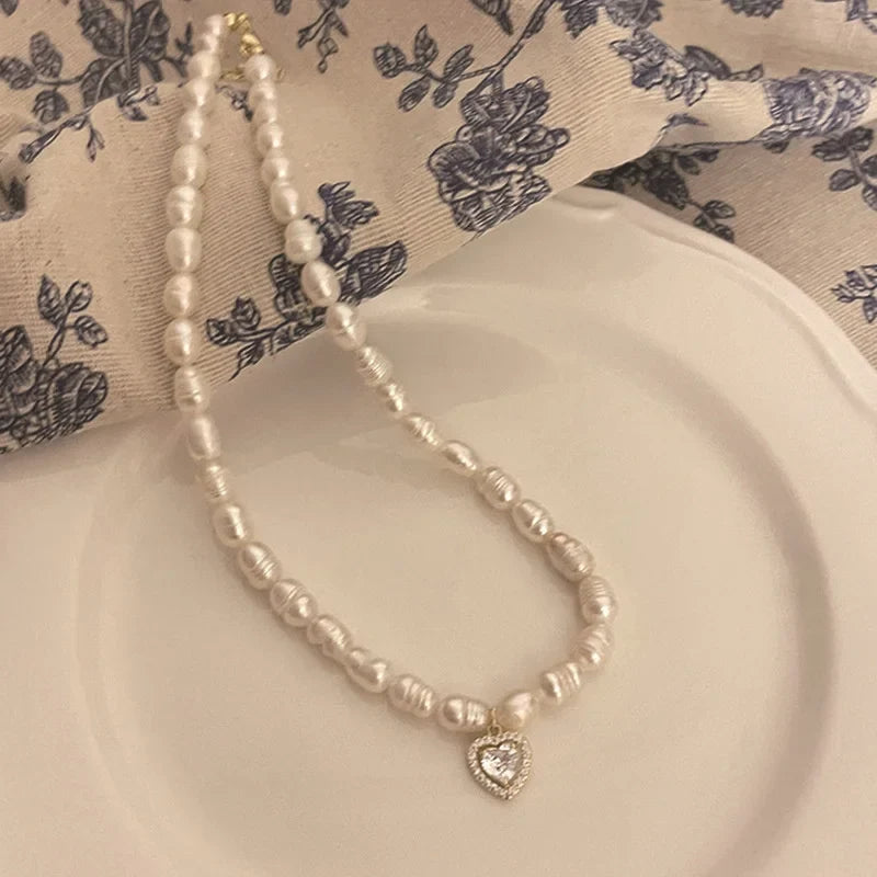 Pearl-Style Zircon Pendant Necklace