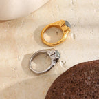 Molten Hammered Grey Stone Ring