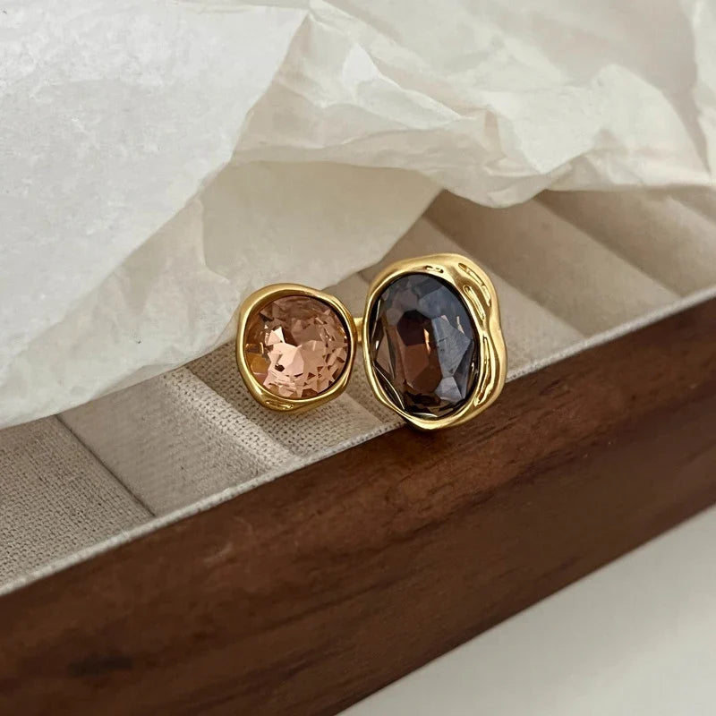 Two-Tone Stone Open Ring