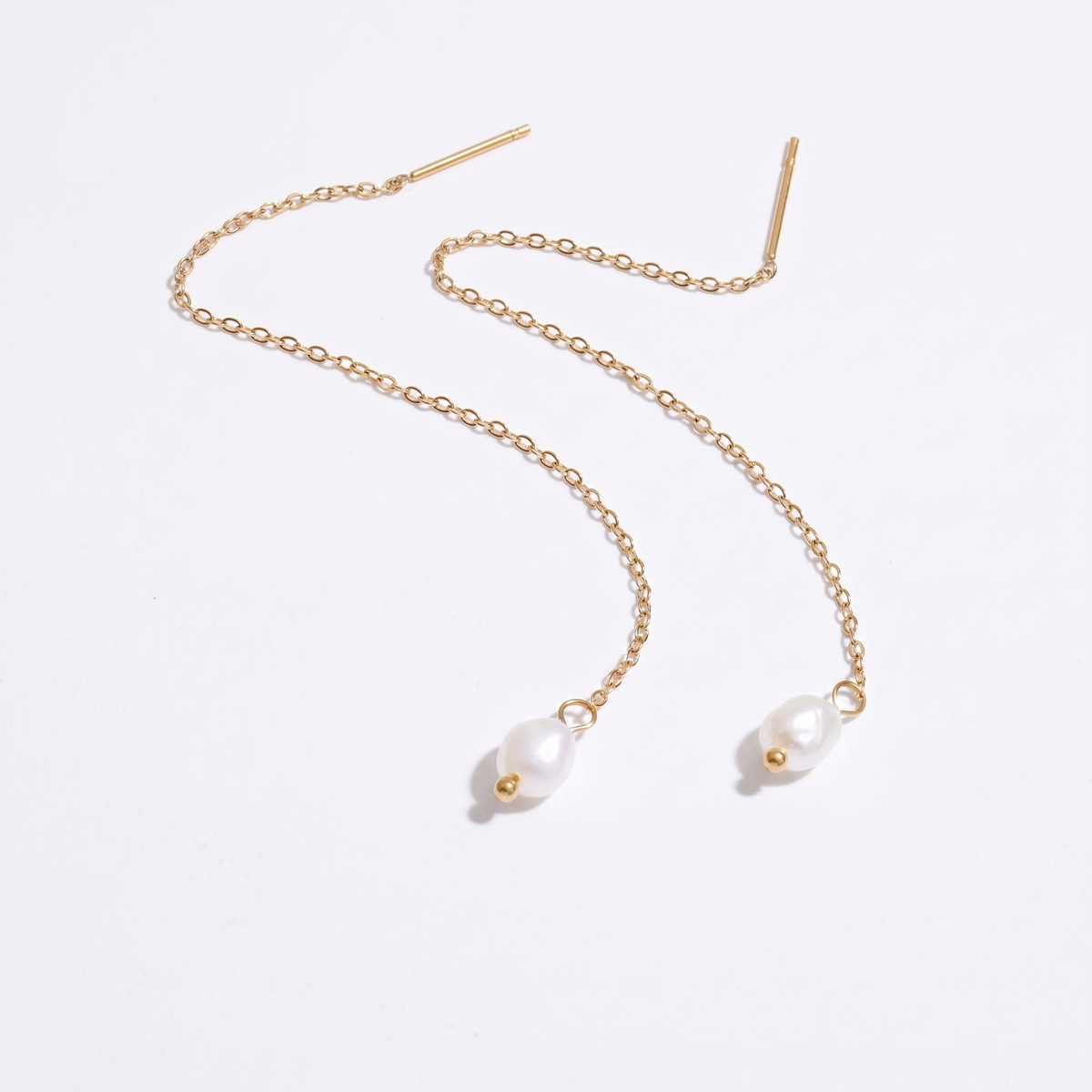 Pearl-Style Drop Chain Earrings