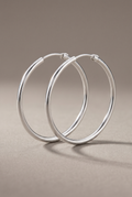 DropIQ thin 30 mm silver-tone hoop earrings