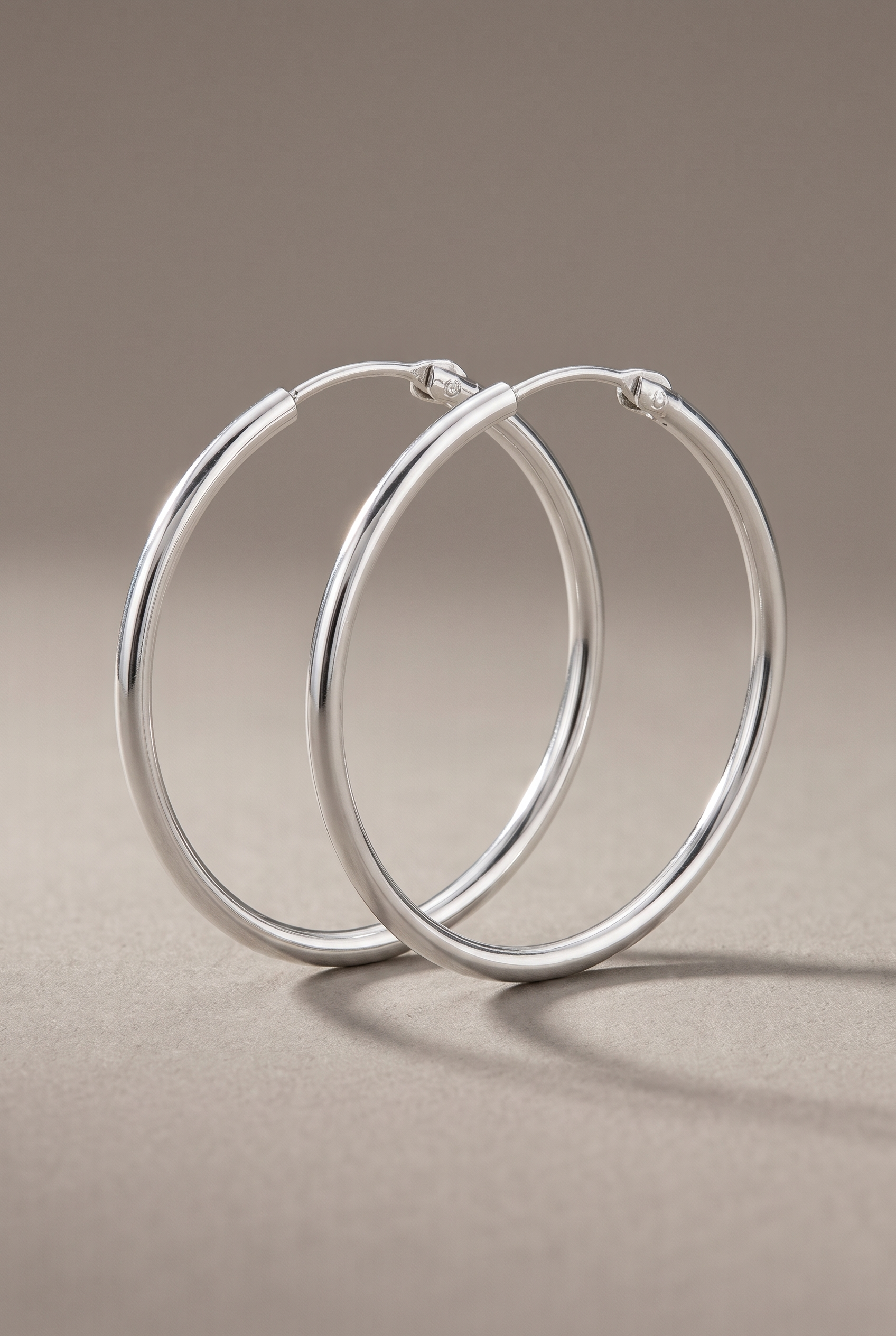DropIQ thin 30 mm silver-tone hoop earrings