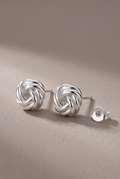 DropIQ silver-tone love-knot stud earrings
