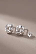 DropIQ silver-tone love-knot stud earrings