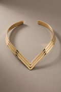DropIQ triple-band V-shaped torque collar in gold