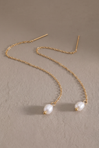 DropIQ gold-tone pearl threader earrings