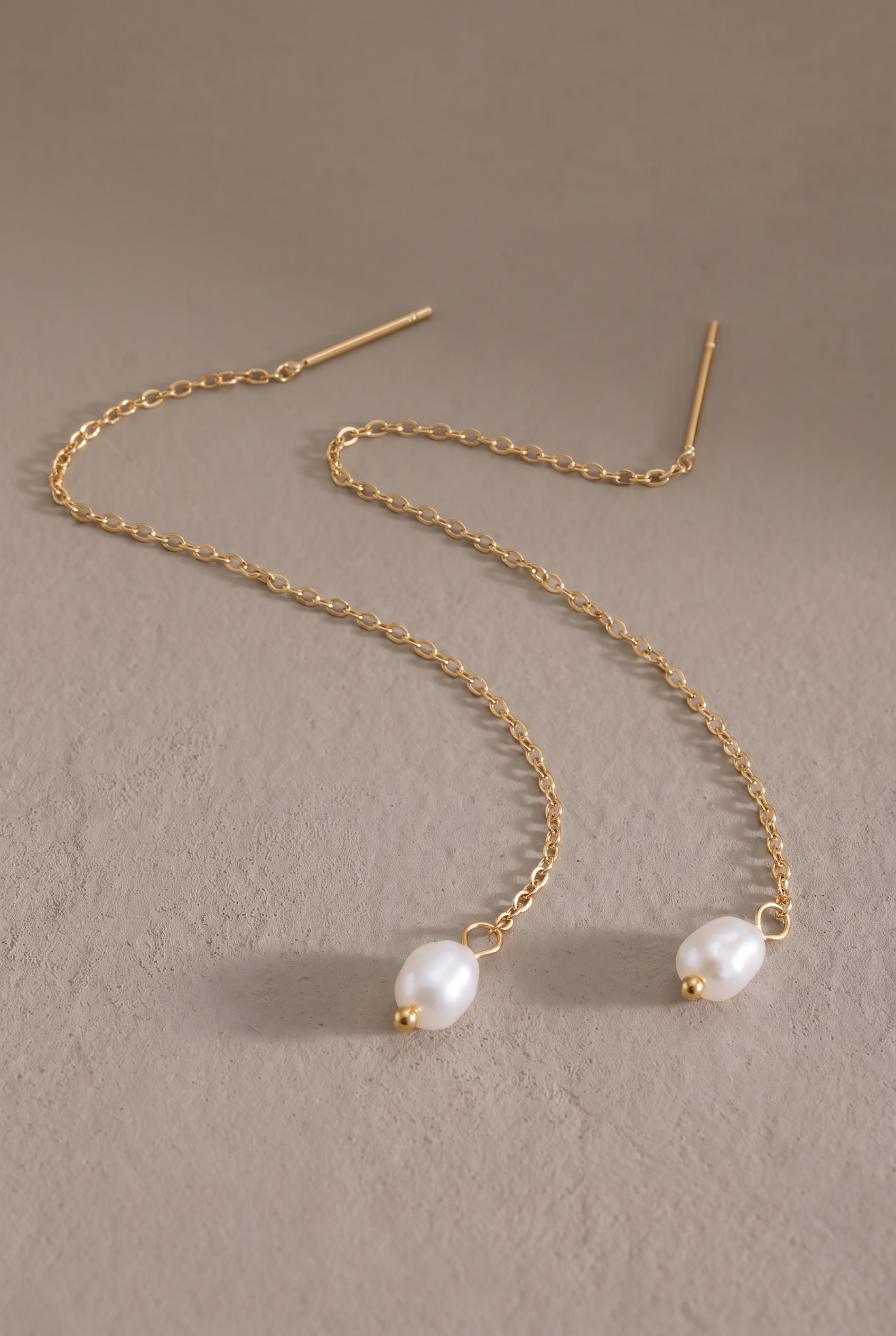 DropIQ gold-tone pearl threader earrings