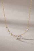 DropIQ seven-stone mixed-cut crystal bar necklace in gold